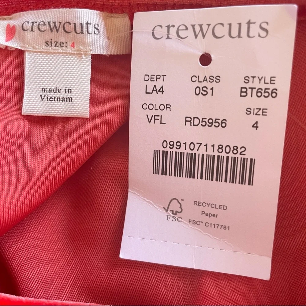 Crewcuts Red Velvet Formal Dress NWT‎
